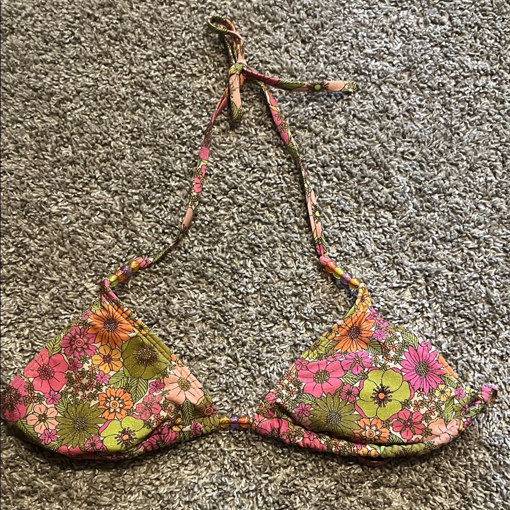 Floral Halter Bikini Top